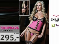 Aktuální akce - Dámská souprava s podvazky Love in Pink - Černá/Růžová se slevou 40%